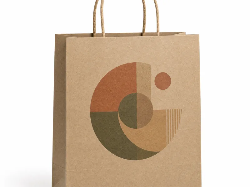 Printed kraft paper gift bag with twisted paper handles